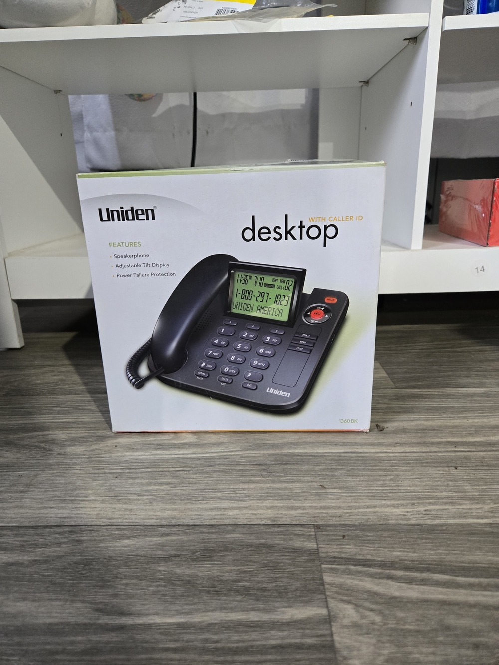 Uniden 1360 BK Single Line Desktop Phone w/Caller ID Speaker & LCD Tilt Display